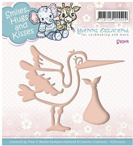 Yvonne Creations Stanzschablonen Smiles, Hugs and Kisses Stork , Storch