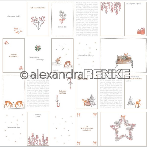alexandraRENKE Designpapier 'Florale Weihnachten Kärtchenbogen Coral'