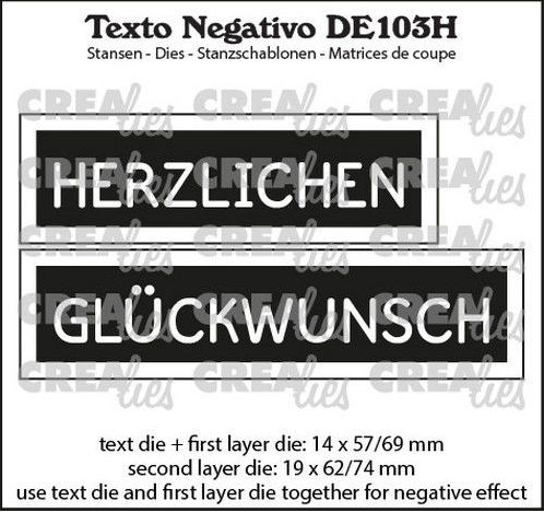 Crealies Texto Negativo HERZLICHEN GLÜCKWUNSCH DE (H) DE103H max 19x62/74mm
