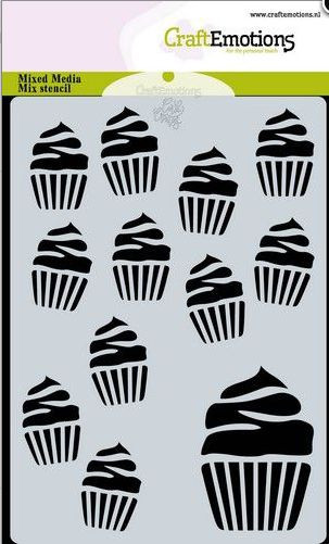 CraftEmotions Mask stencil Cupcakes A6 Carla Creaties