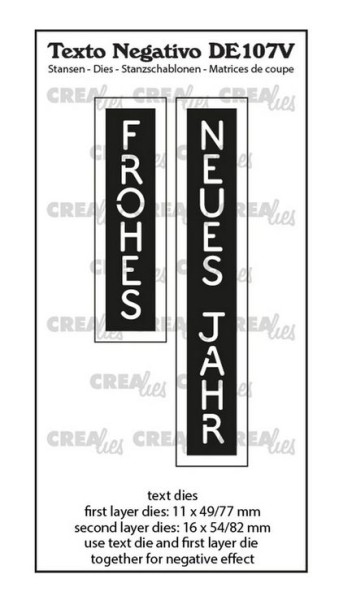Crealies • Stanzschablone Frohes neues Jahr (negativ) vertikal