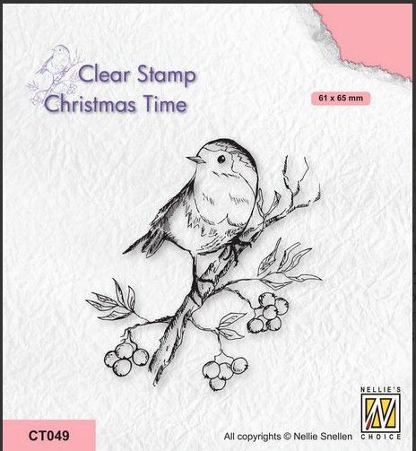 Nellie‘s Choice Clearstempel - Christmas time Birdie CT049 61x65mm
