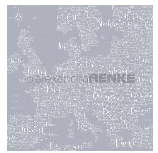 alexandraRENKE Designpapier Typo Europa transparent