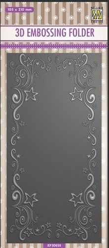 Nellies Choice 3D Emb. folder - Slimline Curs-Stars-Rahmen 105x210mm