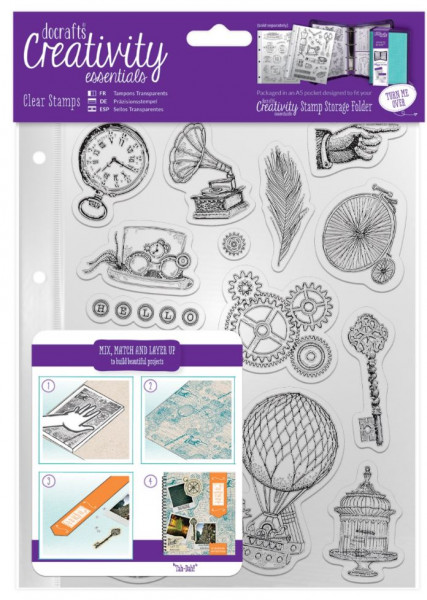 docrafts essentials Clear stamps A5 Steampunk DCE 907125