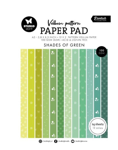 StudioLight Studio Light • Essentials Vellum Paper Pad Spring green print