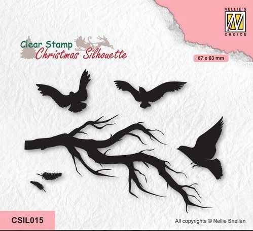Nellies Choice Christmas Silhouette Clearstamp - Vögel CSIL015 87x63mm