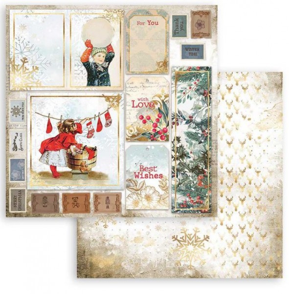 Stamperia Scrapbooking Double face sheet - Romantic Christmas cards 12x12