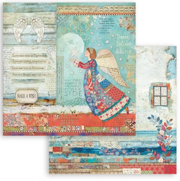Stamperia Scrapbooking Double face sheet - Christmas Patchwork angel 12x12
