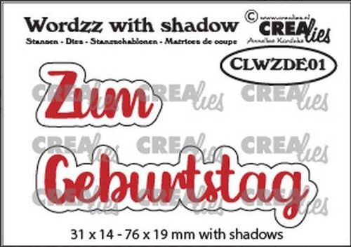 Crealies Wordzz with Shadow Zum Geburtstag (DE) CLWZDE01 76x19mm