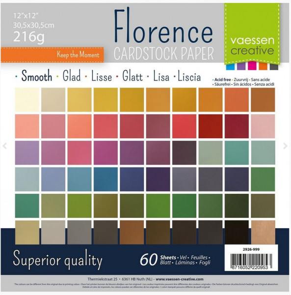 Florence Cardstock glatt Multipack 60 Blatt 60 Farben 216 gr