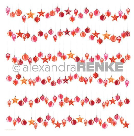 alexandraRENKE Designpapier Weihnachtskugeln Reihen rot