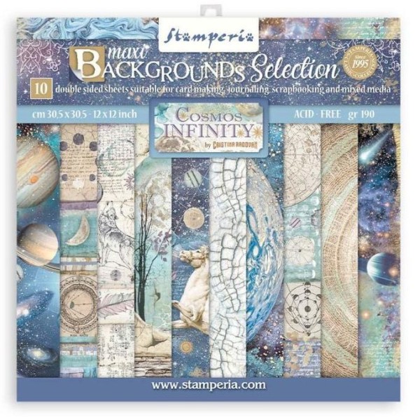 Stamperia Scrapbooking Pad 10 sheets 12x12 Maxi Background selection - Cosmos Infinity