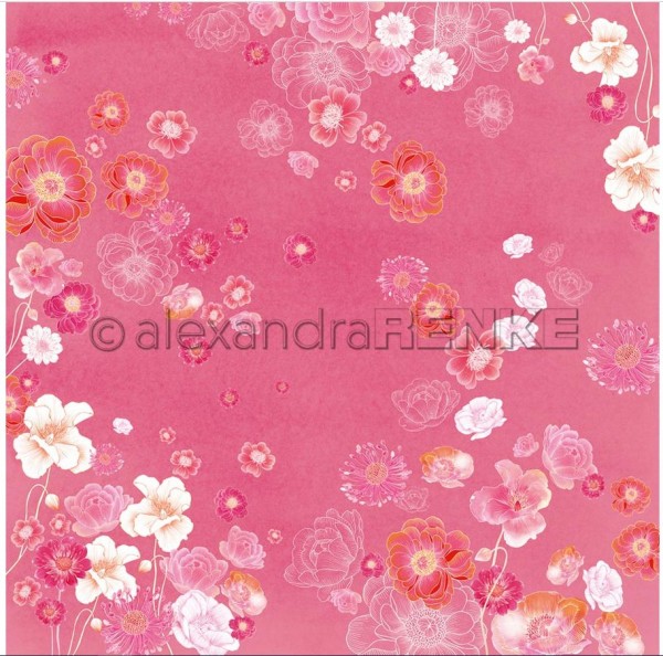 AlexandraRENKE Designpapier Blumig auf Pink