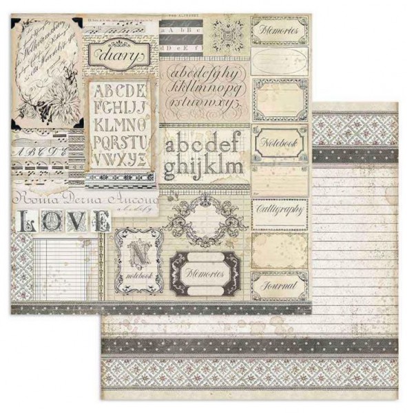 Stamperia Scrapbooking paper double face Patchwork of labels 12x12