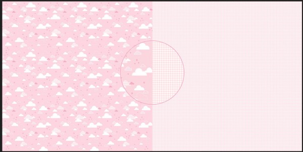 Dini Design - Scrapbook Papier - ca. 30x30cm - zuckerrosa Wolken Vichykaro