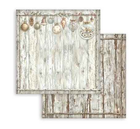 Stamperia doppelseitiger Scrapbooking-Bogen – White Christmas Holzmuster