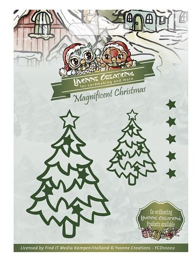 Yvonne Creations Magnificent Christmas Stanzschablone Christmas star tree YCD10002