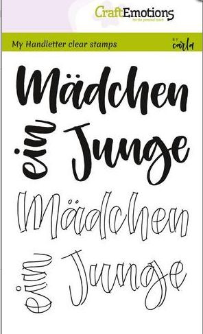 CraftEmotions Clear Stamps Handlettering Mädchen, Junge