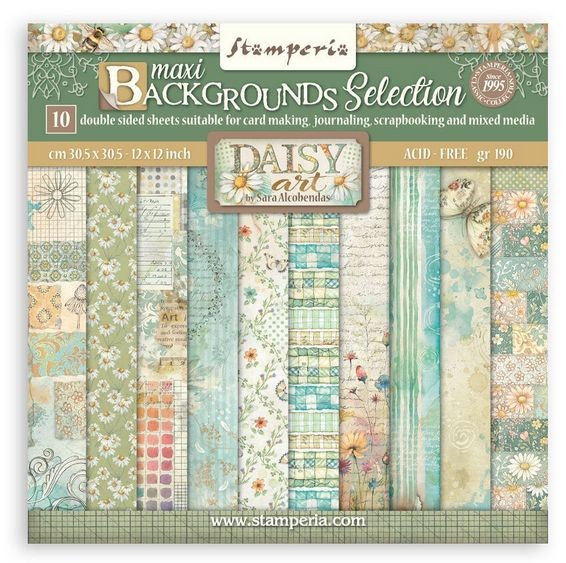 Stamperia Daisy Art 12x12 Inch Paper Pack Maxi Background Selection