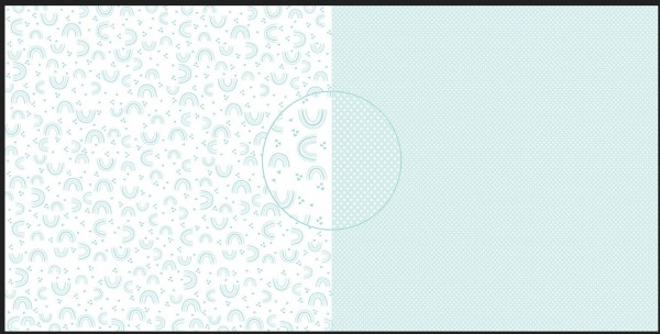 Dini Design - Scrapbook Papier - ca. 30x30cm - zuckerblau Regenbogen/Punkte