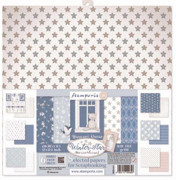 Stamperia Assortiment of 6 Sheets Winter star 12x12