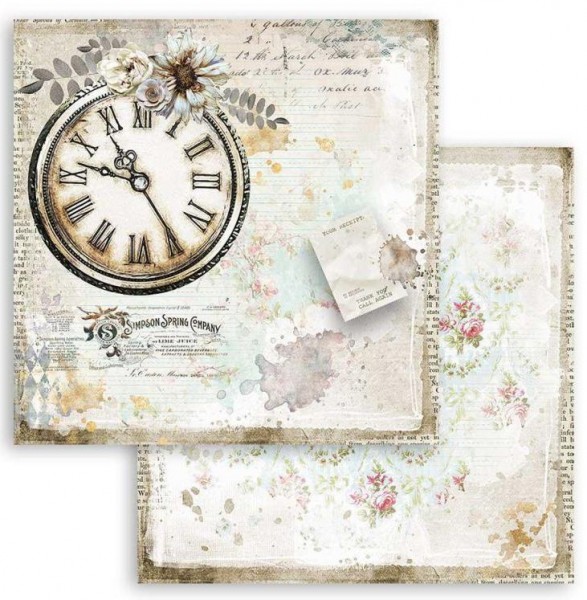 Stamperia 12x12 Scrapbooking paper double face - Romantic Journal clock