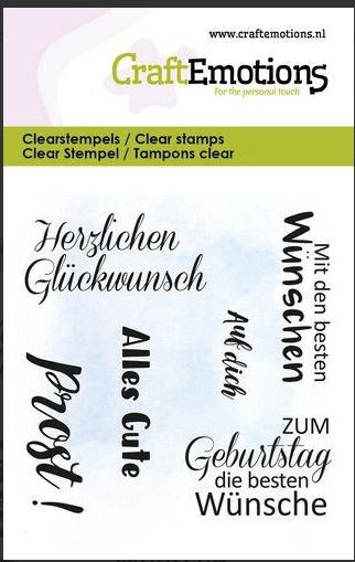 CraftEmotions clearstamps 6x7cm - Tekst Alles Gute - Prost DE