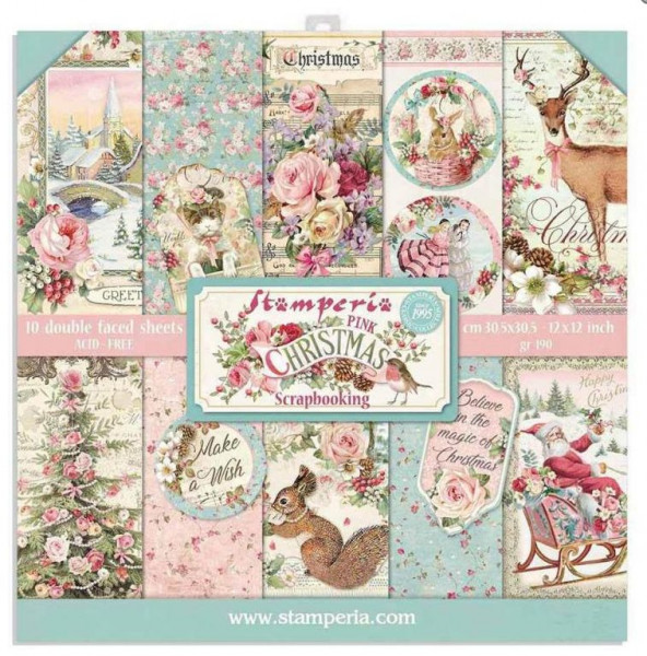 Stamperia 12x12 Paper Pack pink Christmas
