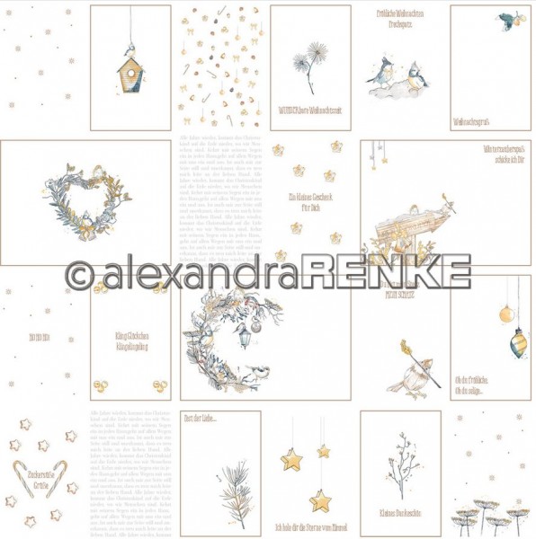 AlexandraRENKE Designpapier Florale Weihnachten Kärtchenbogen gelb