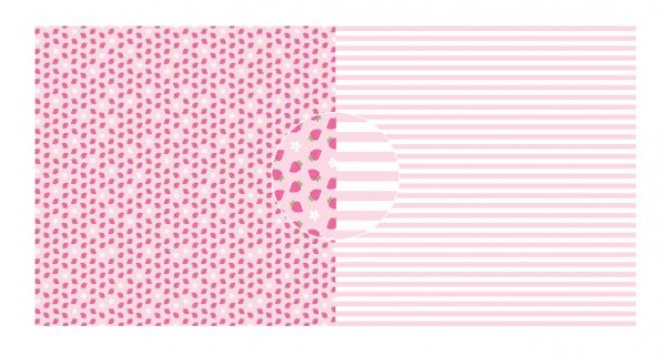 Dini Design - Scrapbookpapier - ca. 30x30cm - Erdbeeren-Streifen