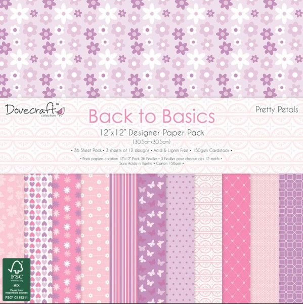 Dovecraft Back to Basics Pretty Petals 12x12 paper Pack